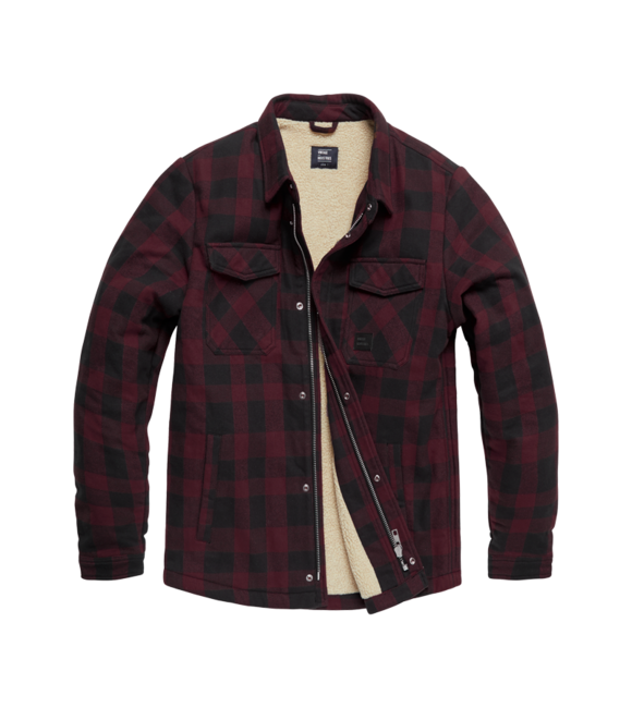 Vintage Industries Craft schwere Sherpa-Jacke burgunderfarbenes Karo