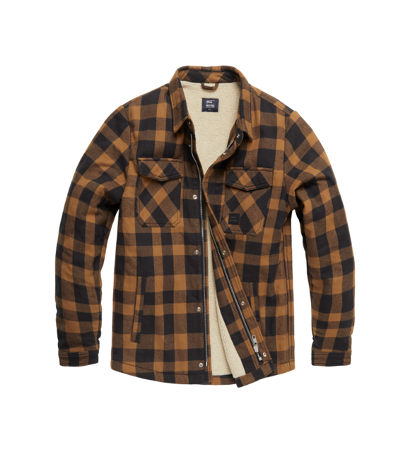 Vintage Industries Craft Heavyweight Sherpa Jacke gelb kariert