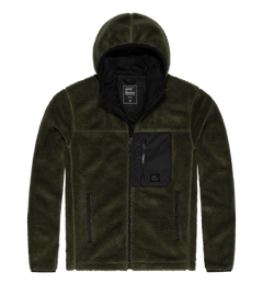 Vintage Industries Dustin fleece sweatshirt lined sherpa, dark olive