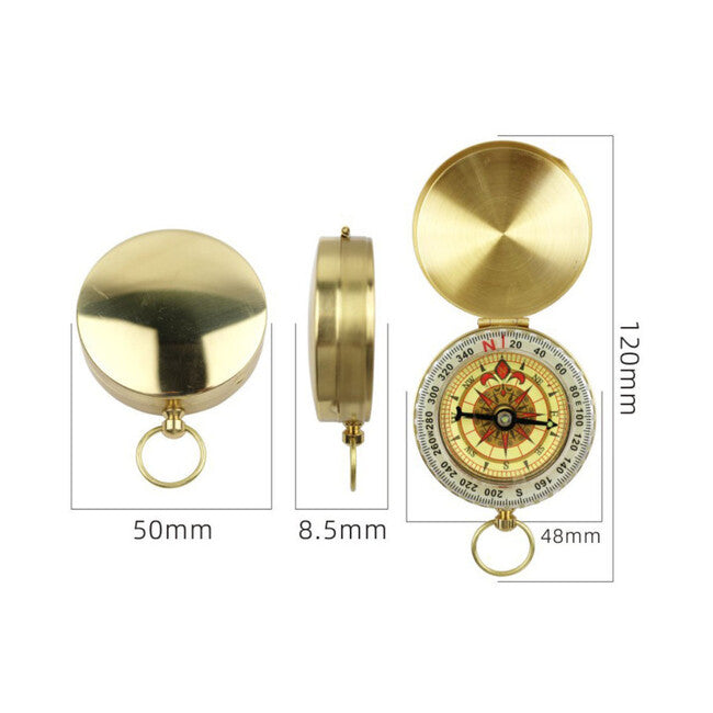 WARAGOD Pocket Brass Compass with Luminescence Sunrise, Gold