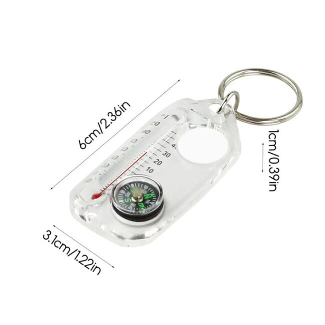 WARAGOD Transparent Compass with Thermometer Keychain Cave