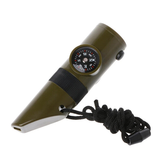 WARAGOD Multifunktionale Notfallpfeife 7 in 1 Echo, armee grün