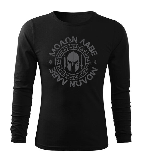 DRAGOWA Fit-T langärmliges T-shirt Molon Labe, schwarz 160g/m2