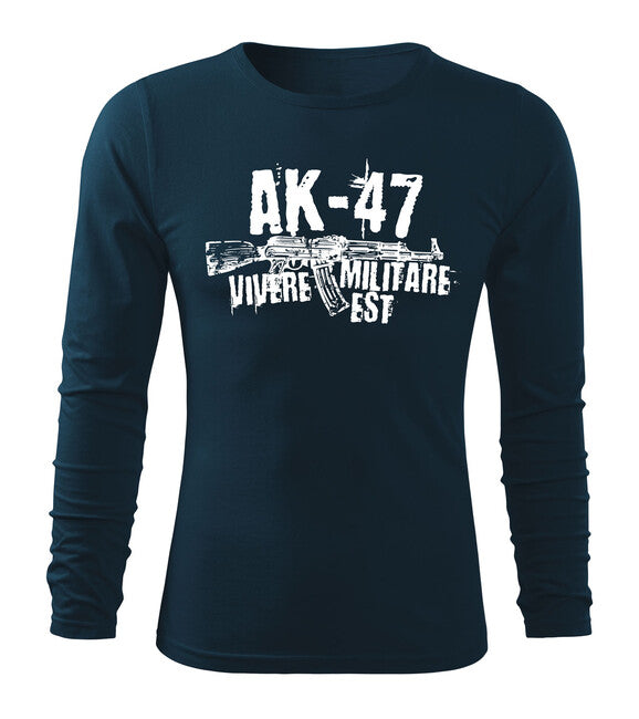 DRAGOWA Fit-T langärmliges T-shirt Seneca AK-47, dunkelblau 160g/m2