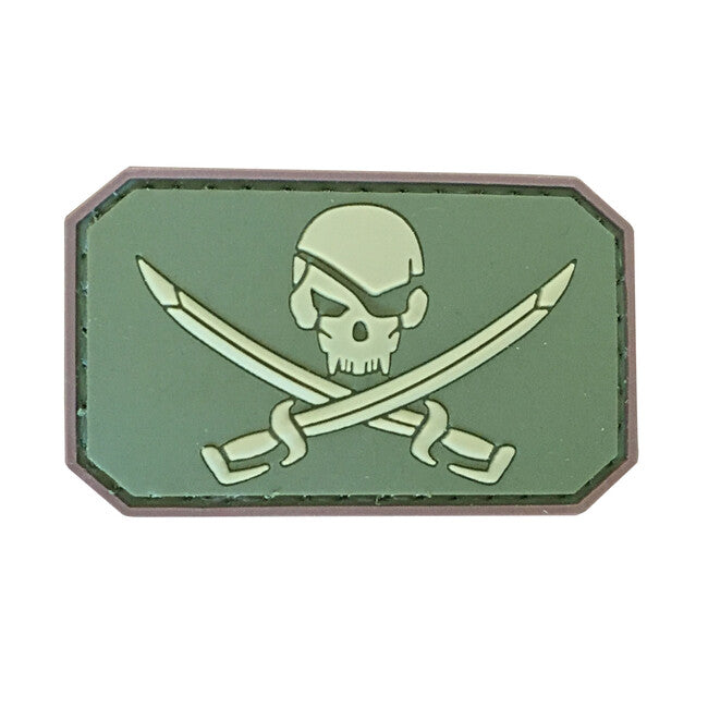 WARAGOD Klettabzeichen 3D Skull W.Swords, olivgrün