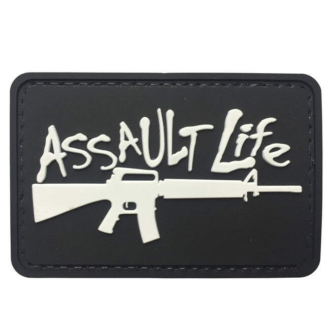 WARAGOD Assault Life Klettabzeichen 3D schwarz 7.5x5cm