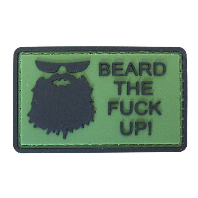 WARAGOD Beard The Fuck Up Klettabzeichen olivgrün 6x3.5cm