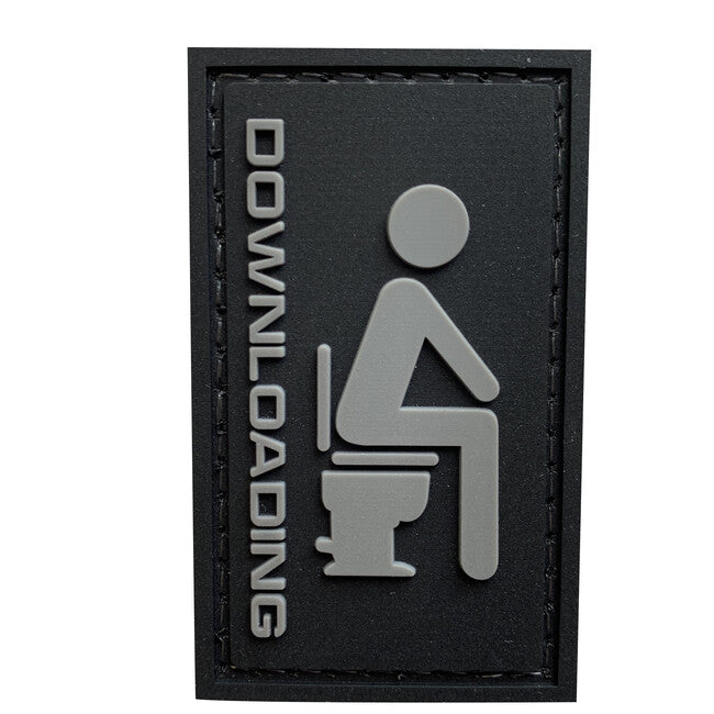 WARAGOD Downloading Funny Klettabzeichen schwarz 3.6x6cm