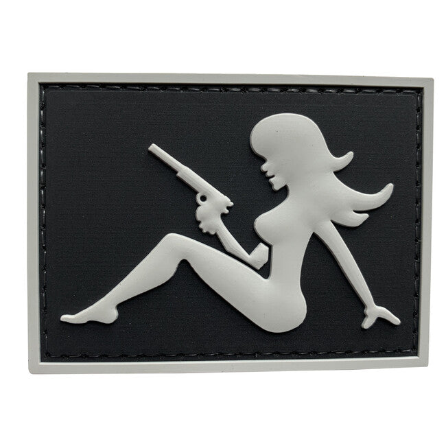 WARAGOD Girl with Pistol on Right klettabzeichen schwarz 7x5cm