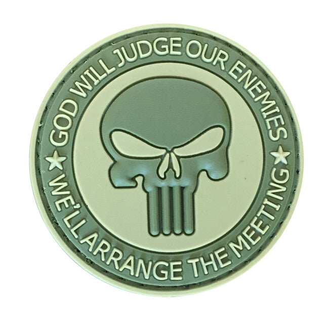 WARAGOD God Will Judge Klettabzeichen 3D olivgrün 5cm