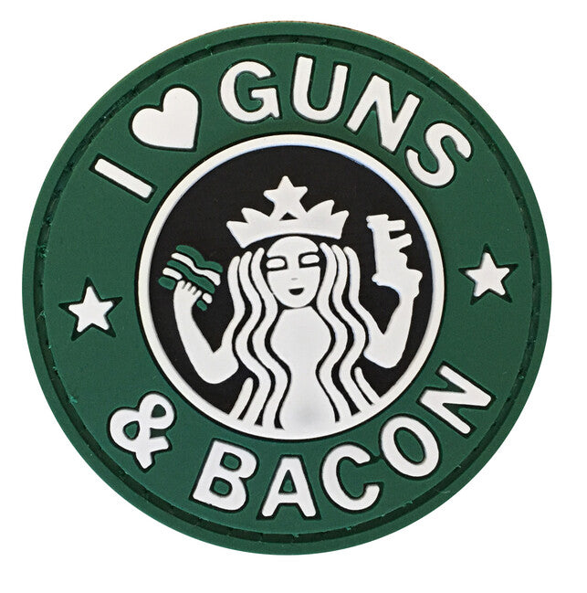 WARAGOD I Love Guns and Bacon Klettabzeichen 6cm