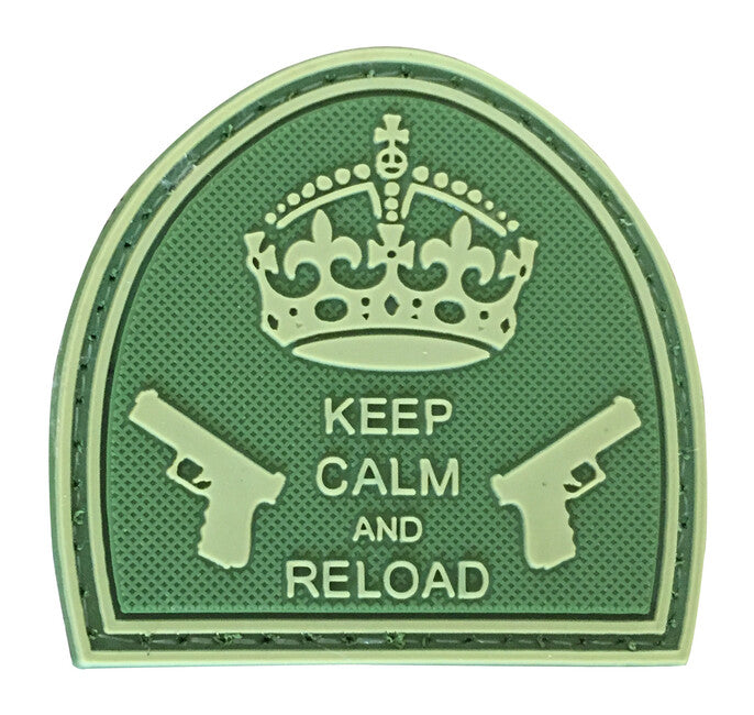 WARAGOD Klettabzeichen 3D Keep Calm and Reload olivgrün 5cm