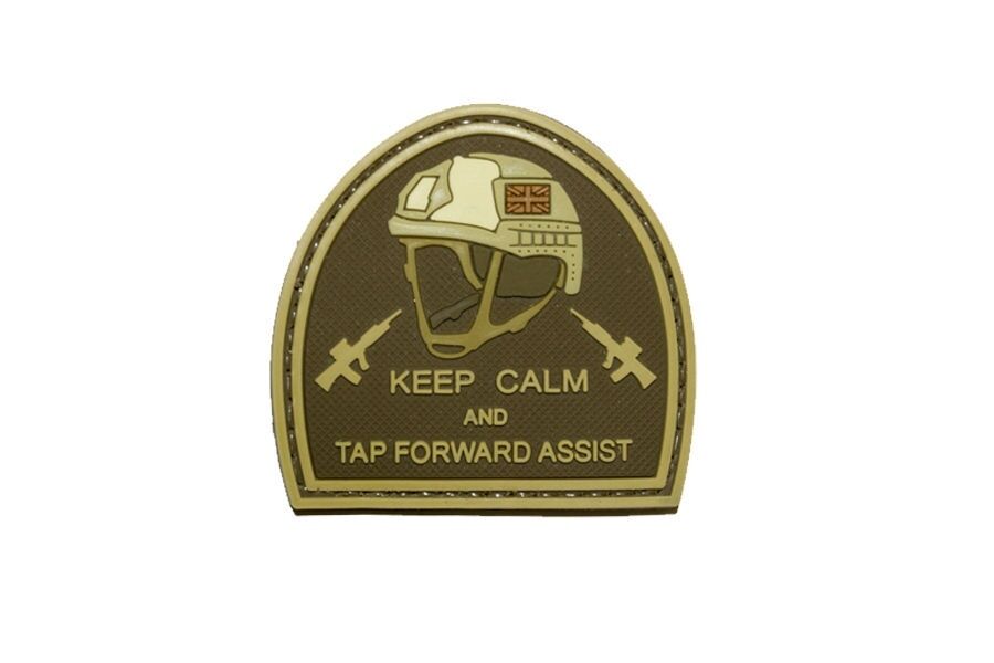 WARAGOD Keep Calm and Tap Forward Assist Carved coyote 5cm Klettabzeichen 3D