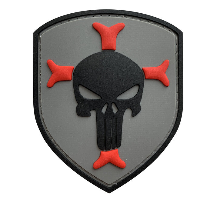 WARAGOD Klettabzeichen 3D Knights Templar Cross Crusaders with Punisher 7.5x6cm