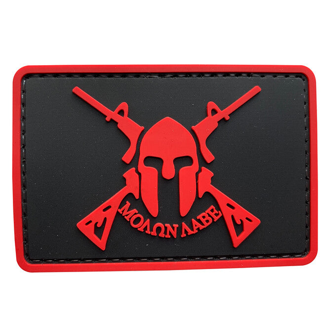 WARAGOD Molon Labe Spartan with Two Rifles klettabzeichen 7.5x5cm