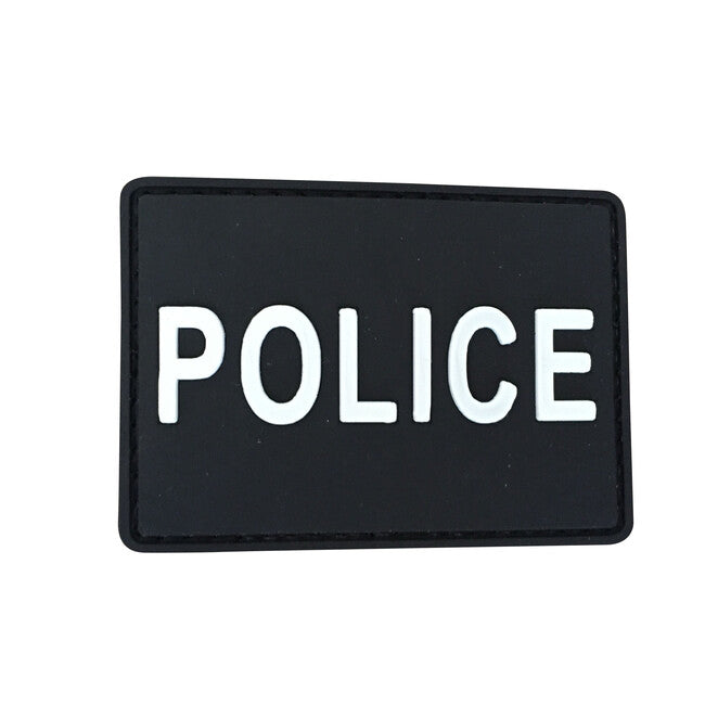 WARAGOD Klettabzeichen 3D Police schwarz 7x5cm
