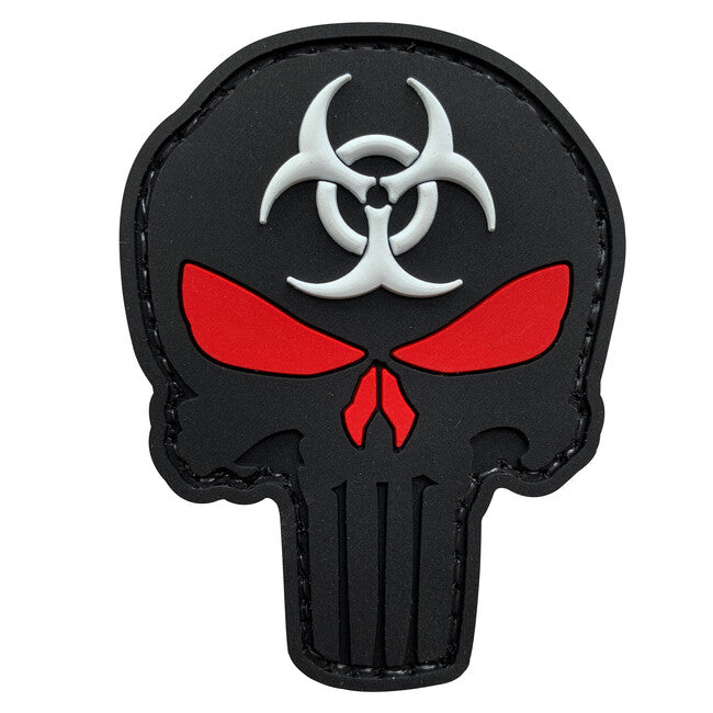 WARAGOD Punisher 3D klettabzeichen biohazard 7.5x5.6cm
