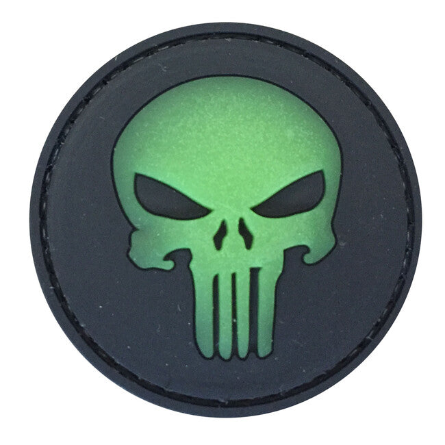 WARAGOD Round Punisher 3D Klettabzeichen front glow 5cm