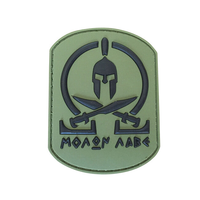 WARAGOD Spartan Molon Labe klettabzeichen 3D olivgrün 7x5.3cm