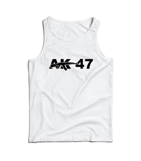 DRAGOWA herren-Tanktop AK-47, weiß 160g/m2