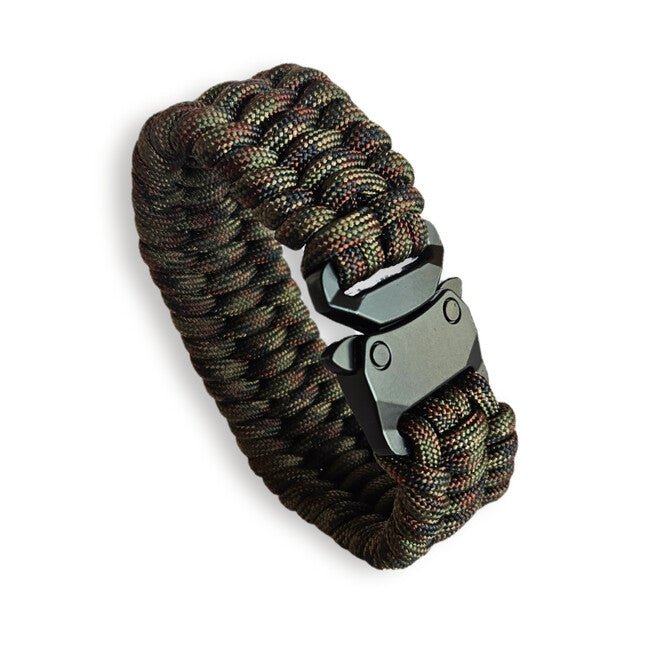 WARAGOD Avär Paracord-Armband mit Metallclip camo grün