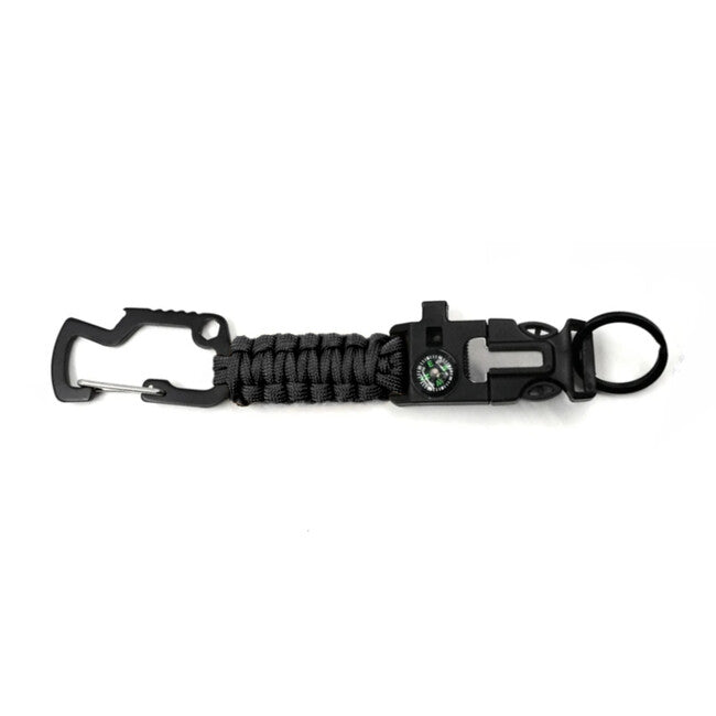 WARAGOD Laito Paracord Survival Multifunktions-Schlüsselanhänger 8 in 1, schwarz
