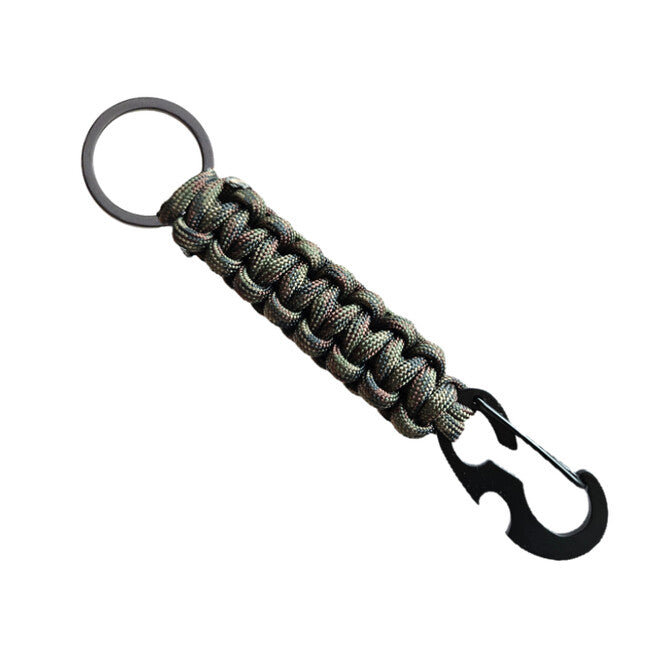 WARAGOD Sanya Paracord Survival Multifunktions-Schlüsselanhänger 4 in 1 Camo grün