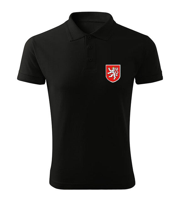 DRAGOWA Poloshirt Kleines farbiges tschechisches Wappen, schwarz 200 g/m2