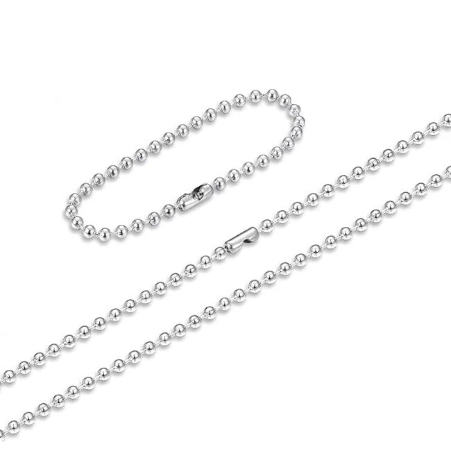 WARAGOD 2er Set Ersatz-Kugelketten für ID-Tags, Silber