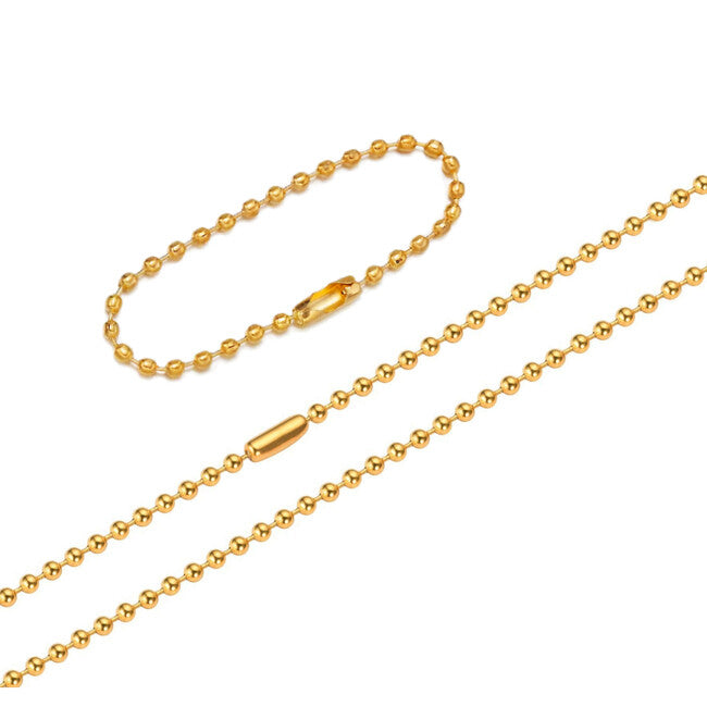 WARAGOD 2er Set Ersatz-Kugelketten für ID-Tags, gold
