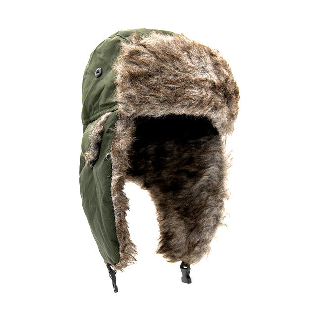 WARAGOD Sten Winter Pelz Muetze olivfarben