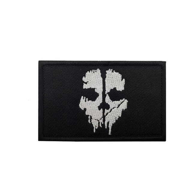 WARAGOD Gesticktes Patch Call of Duty Geistermaske, schwarz-weiß