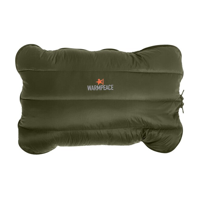 Warmpeace Zip Kissen mit Federn, oliv