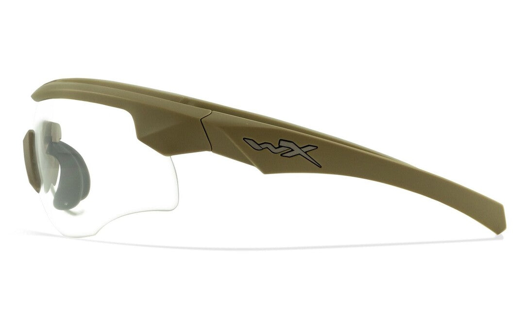 Wiley X Rogue Comm Tactical Glasses, Grey with Clear Lenses and Tan Frame