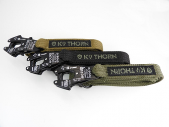 K9 Thorn Doppelgriffleine mit Kong-Frog-Karabiner, schwarz, L