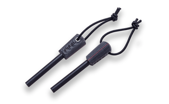 Joker Bushcrafter Outdoormesser mit Scheide und Feuerstein, 10,5 cm, schwarz