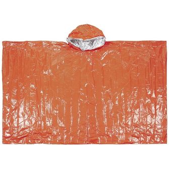 FoxOutdoor Notfallponcho, orange, einseitig mit Aluminium beschichtet