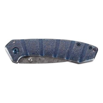 Herbertz Einhandtaschenmesser 7,7cm, rostfreier Stahl, blau, Damastoptik