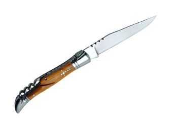 Laguiole DUB045 Taschenmesser mit Korkenzieher, Klinge 11cm, Stahl 440, Griff aus Olivenholz