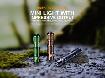 Aufladbare Minitaschenlampe Fenix E05R – grün