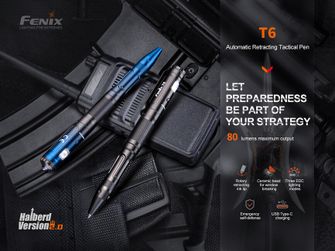 Taktischer Stift Fenix T6 mit Led Leuchte, schwarz