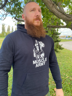 DRAGOWA Herren-Hoodie muscle army man, schwarz 320g/m2