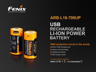Fenix RCR123A 700 mAh USB Li-ion Hochstrom