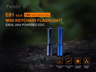 Mini-Taschenlampe Fenix V2.0 – blau