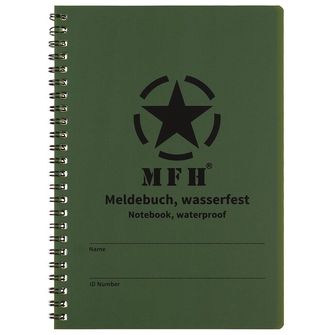 MFH Wasserdichtes Notizbuch mit Spiralbindung, ca. 15 x 21 cm
