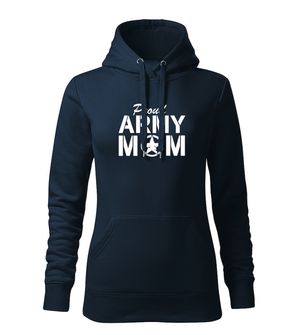 DRAGOWA Damensweatshirt mit Kapuze proud army mom, dunkelblau 320g/m2