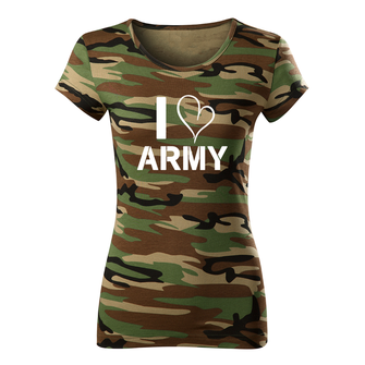 DRAGOWA Damen Kurzshirt i love army, camouflage 150g/m2