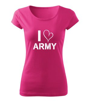 DRAGOWA Damen Kurzshirt i love army, rosa 150g/m2