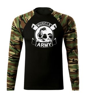 DRAGOWA Fit-T langärmliges T-Shirt muscle army original, woodland 160g/m2