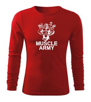 DRAGOWA Fit-T langärmliges T-Shirt muscle army team, rot 160g/m2